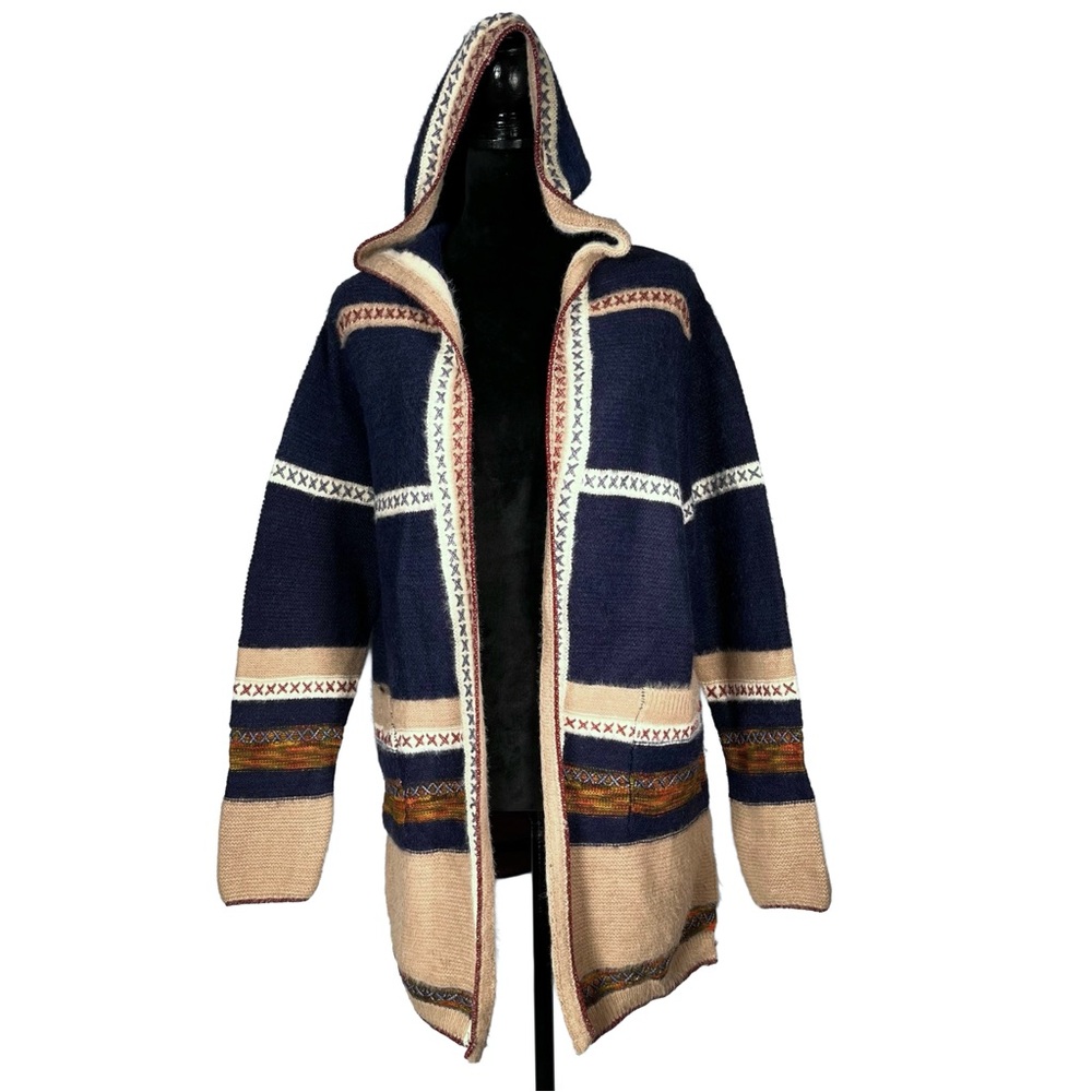 Fate Blue Cardigan Boho Colorful Hooded Sweater Long Western Madalyn Embroidered